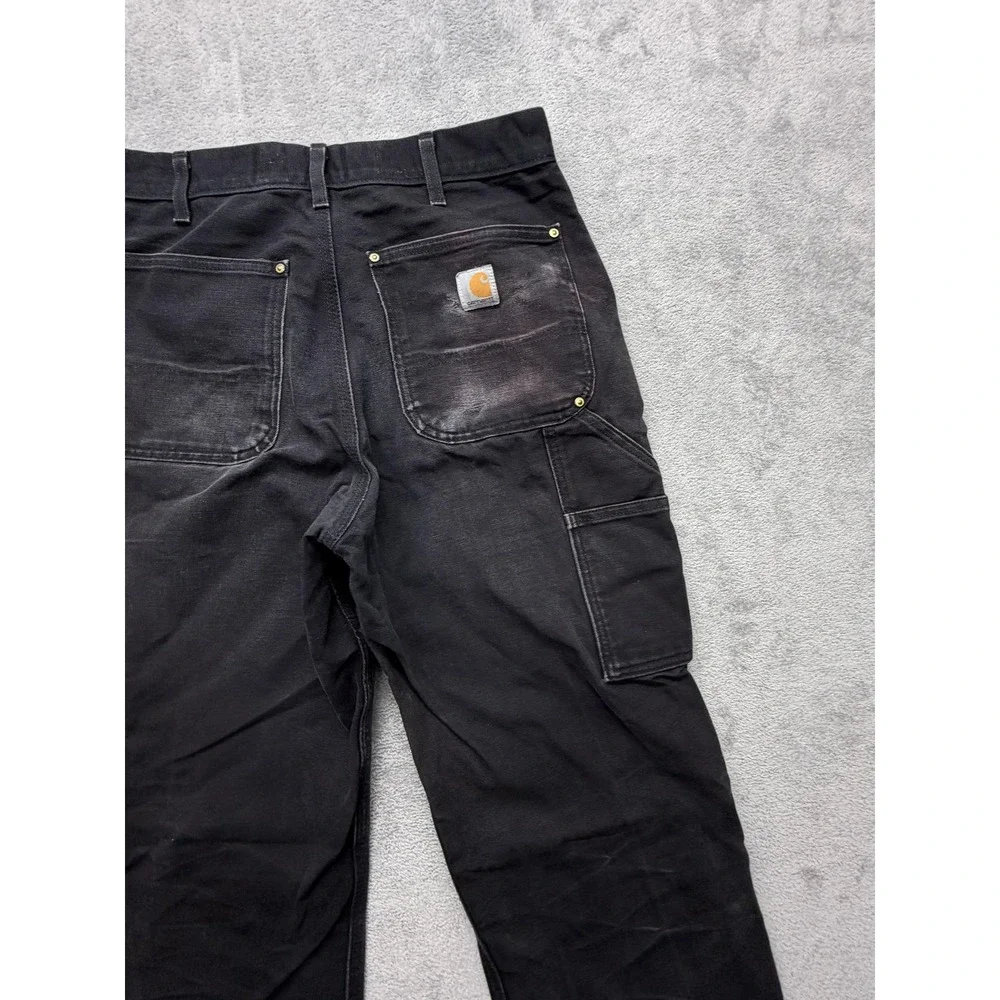 Carhartt Pants Mens Measured 31x31 Black Carpenter Loose Double Knee